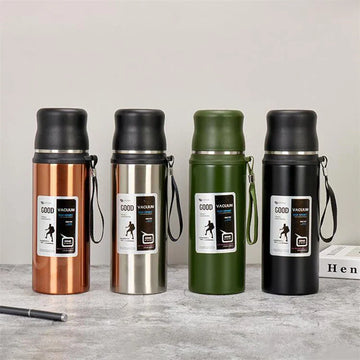 Stainless Steel Water Bottle With Lid Large Capacity Coffee Cup Vacuum Flask Portable Leakproof Thermos Bottle Outdoor Travel