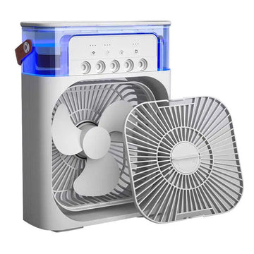 3 In 1 Portable Fan Air Conditioner, Desktop Electric Fan Air Cooler, 7 Colors LED Light Humidifier, USB Powered Mini AC