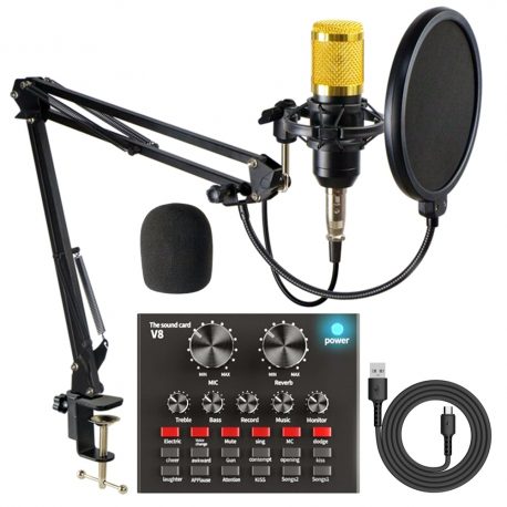 BM800 CONDENSER MIC WITH V8 LIVE USB MIXER SOUND CARD