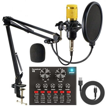 BM800 CONDENSER MIC WITH V8 LIVE USB MIXER SOUND CARD