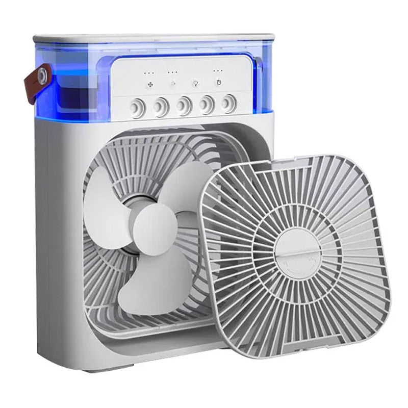 3 In 1 Portable Fan Air Conditioner, Desktop Electric Fan Air Cooler, 7 Colors LED Light Humidifier, USB Powered Mini AC